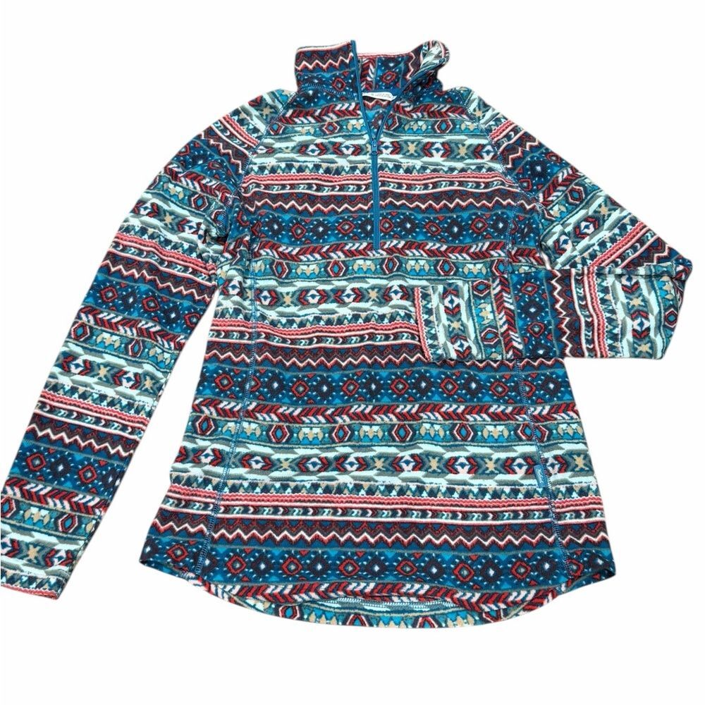 Woolrich Blue and Red Patterned Half-Zip Sweater